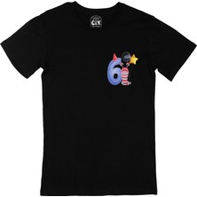 Cix Cix Çocuğumun 6. Yaşına Özel Cep Logo Tasarımlı Siyah Tişört