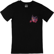 Cix Pokemon Mega Gengar Cep Logo Tasarımlı Siyah Tişört