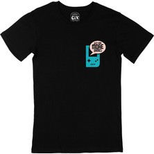 Cix Turkuaz Just One More Game Cep Logo Tasarımlı Siyah Tişört