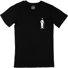 Cix Charlie Chaplin Bastonlu Cep Logo Tasarımlı Siyah Tişört
