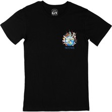 Cix Seyahat Zamanı Cep Logo Tasarımlı Siyah Tişört