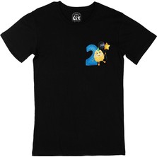 Cix Çocuğumun 2. Yaşına Özel Cep Logo Tasarımlı Siyah Tişört