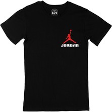 Cix Kırmızı Jordan Air Cep Logo Tasarımlı Siyah Tişört