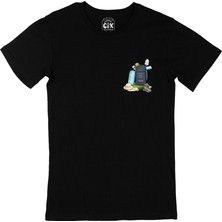 Cix Cix Kamp Malzemeleri Cep Logo Tasarımlı Siyah Tişört