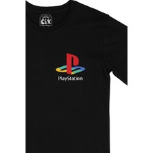 Cix Cix Play Station Cep Logo Tasarımlı Siyah Tişört