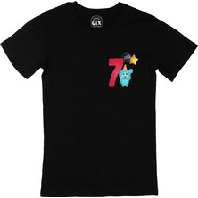 Cix Çocuğumun 7. Yaşına Özel Cep Logo Tasarımlı Siyah Tişört