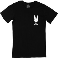 Cix Cix Bad Bunny Tavşan Cep Logo Tasarımlı Siyah Tişört