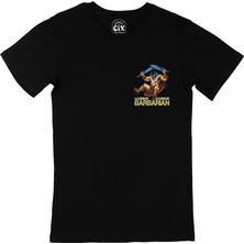 Cix Cix Barbarian Warrior Kılınçlı Cep Logo Tasarımlı Siyah Tişört