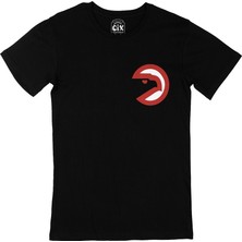 Cix Cix Atlanta Hawks Logolu Cep Logo Tasarımlı Siyah Tişört