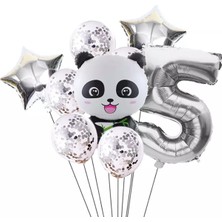 Best Parti Panda Temalı Gümüş Renk Duğum Günü Parti Seti Yaş 5
