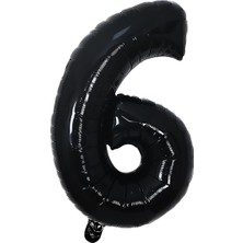 Bal10 Dünyası Folyo Balon Siyah 6 Rakamı 34 Inç 80 cm