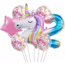 Bal10 Dünyası Unicorn Balon Folyo Set Konsept Doğum Günü Set Yaş 2