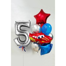 Bal10 Dünyası Kırmızı Araba Temalı Balon Seti Yaş 5