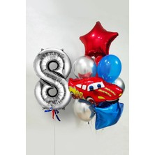 Bal10 Dünyası Kırmızı Araba Temalı Balon Seti Yaş 8