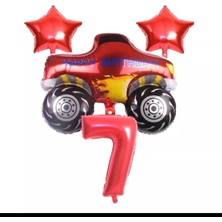 Bal10 Dünyası Kırmızı Jeep Araba Temalı Balon Seti Yaş 7