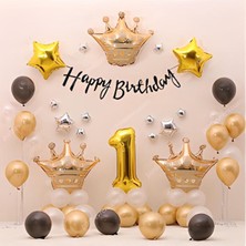 Best Parti Yaş Seçenekli Gold Siyah Temalı Doğum Günü Balon Seti