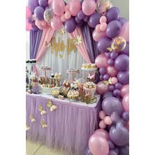 Best Parti 50 Adet Şeffaf Pullu Lila Pembe Balon Zincir Seti Dogum Günü Balonu
