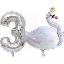 Bal10 Dünyası Kuğu Balon Folyo Set 3 Yaş