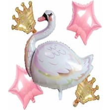 Bal10 Dünyası Kuğu Balon Kral Taç Yıldız Folyo Balon Seti
