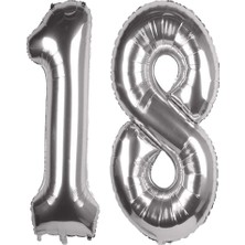 Hayaller Dükkanı 18 Yaş 100 cm Gümüş Folyo Balon