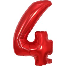 Best Parti Best Folyo Balon Kırmızı 4 Rakamı 100 cm 40 İnç Canlı Renkli Parti Dekorasyonu
