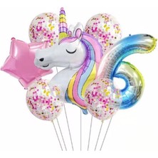 Best Parti Unicorn Balon Folyo Set Konsept Doğum Günü Set Yaş 6
