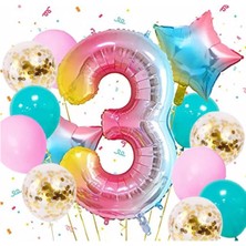 Best Parti Gökkuşağı Rengarenk Yıldız Balon Set 3 Yaş