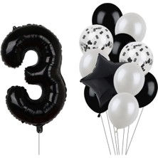 Best Parti Siyah Rakam Folyo ve Latex Balon Seti Yaş 3