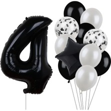 Best Parti Siyah Rakam Folyo ve Latex Balon Seti Yaş 4