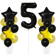 Best Parti Sarı Gold Folyo Balon Rakam Set Dogum Günü Süsü 5 Yaş