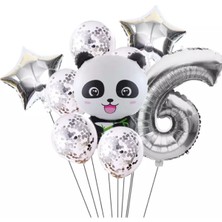 Best Parti Panda Temalı Gümüş Renk Duğum Günü Parti Seti Yaş 6