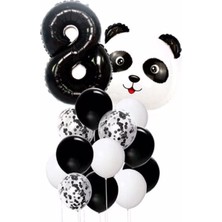 Best Parti Panda Temalı Siyah Renk Duğum Günü Parti Seti Yaş 8
