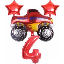 Best Parti Kırmızı Jeep Araba Temalı Balon Seti Yaş 4