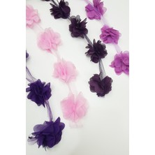 Renkli Lazer Kesim Şifon Tül Çiçek