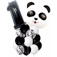 Rönesans Parti Panda Temalı Siyah Renk Duğum Günü Parti Seti Yaş 1