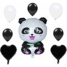 Rönesans Parti Panda Siyah Beyaz Kalp Set Folyo Balon
