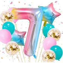 Rönesans Parti Gökkuşağı Rengarenk Yıldız Balon Set 7 Yaş