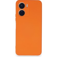 HappyCase Vivo Y16 Kılıf Lansman Nano Içi Kadife  Silikon - Turuncu