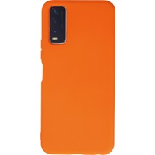 HappyCase Vivo Y20 Kılıf Lansman Nano Içi Kadife  Silikon - Turuncu