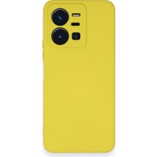 HappyCase Vivo Y22S Kılıf Lansman Nano Içi Kadife  Silikon - Sarı