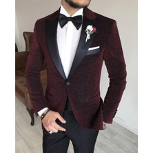 Adam Tailor Italyan Kesim Erkek Ceket Pantolon Damatlık Set Bordo T7497