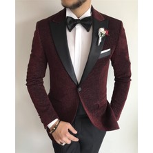 Adam Tailor Italyan Kesim Erkek Ceket Pantolon Damatlık Set Bordo T7497