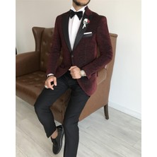 Adam Tailor Italyan Kesim Erkek Ceket Pantolon Damatlık Set Bordo T7497