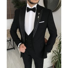 Adam Tailor Italyan Kesim Ceket Yelek Pantolon Damatlık Set Siyah T8121