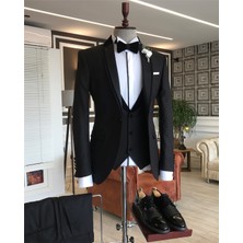 Adam Tailor Klasik Kesim Ceket Yelek Pantolon Battal Damatlık Set Siyah T7573