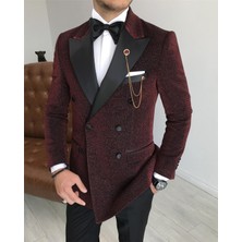 Adam Tailor Italyan Kesim Erkek Ceket Pantolon Damatlık Set Bordo T7482