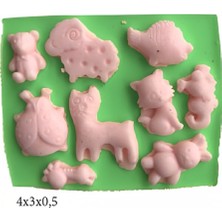Hayvan Figürleri Silikon Şeker Hamuru Dekor, Sabun, Saksı ve Mum Kalıbı