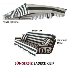 Mor Minder Süngersiz Tenteli Salıncak Kumaş Seti 3 Kişilik Süngersiz 164X47 cm  Yeşil Krem