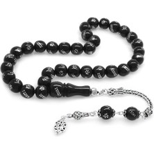 Gümüş Hediye Al 925 Ayar Gümüş Püsküllü Çift Sıra Gümüş Çakmalı Küre Kesim Rus Oltu Tesbih