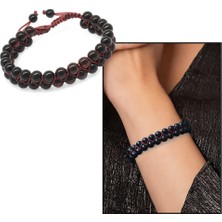 Gümüş Hediye Al Çift Sıra Makrome Örgülü Küre Kesim Kırmızı Doğal Damla Kehribar Kadın Bileklik